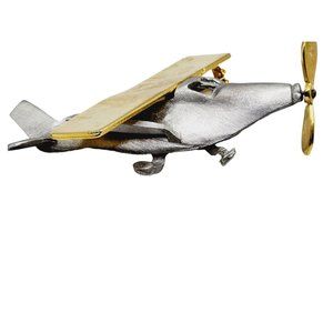 Vintage Signed Ultra Craft Plane Brooch with Articulating Propeller (A1208)